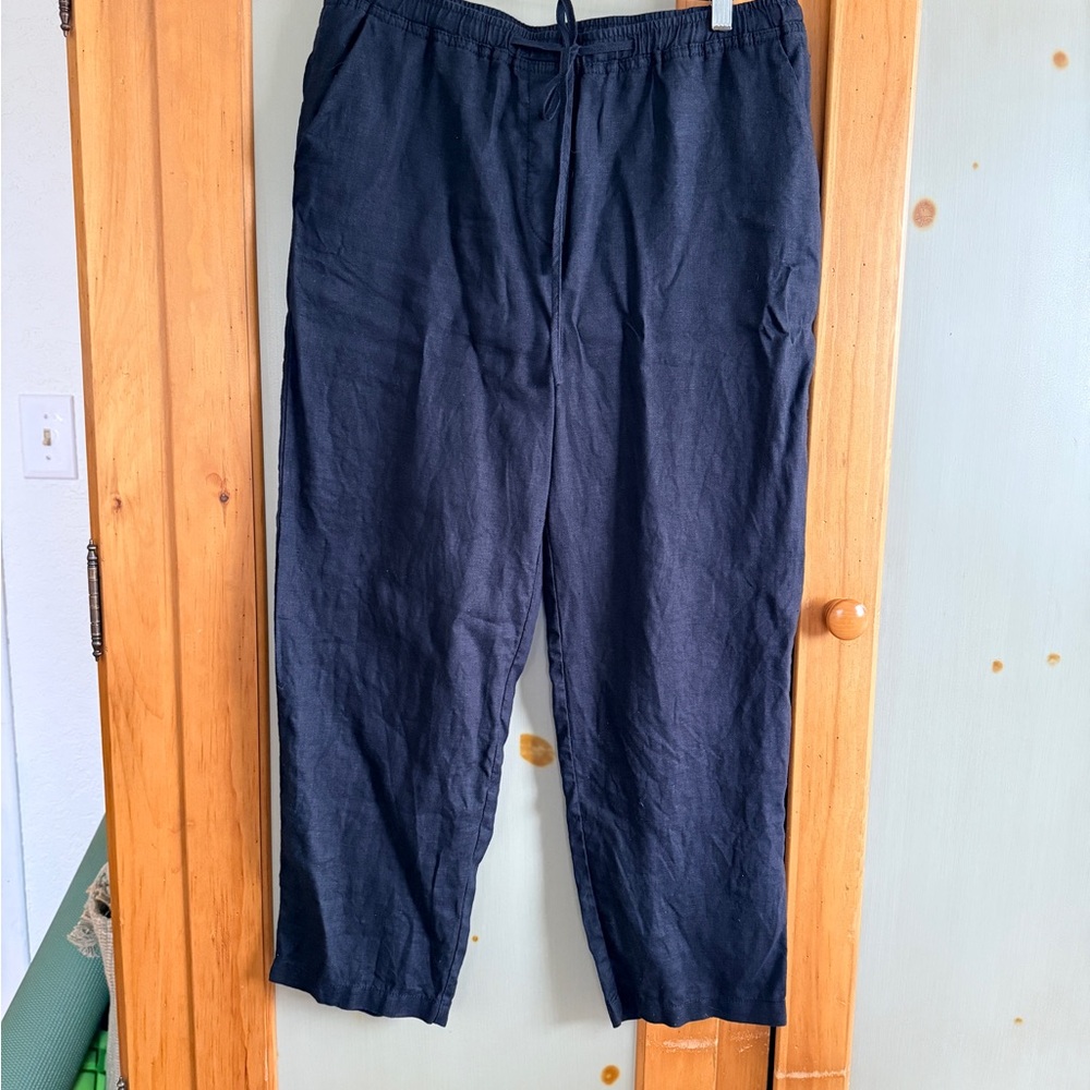 Mango black linen pants